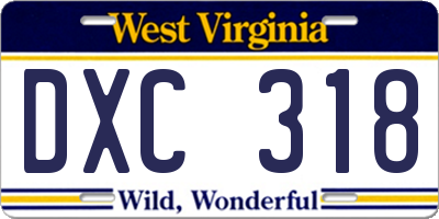 WV license plate DXC318