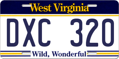 WV license plate DXC320