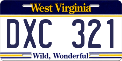 WV license plate DXC321