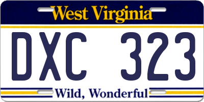 WV license plate DXC323