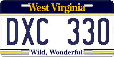 WV license plate DXC330