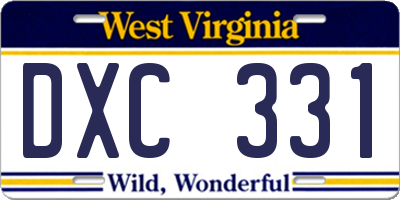 WV license plate DXC331