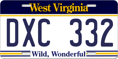 WV license plate DXC332