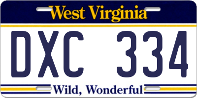 WV license plate DXC334