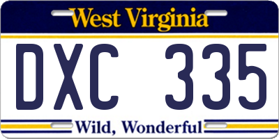 WV license plate DXC335
