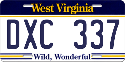 WV license plate DXC337