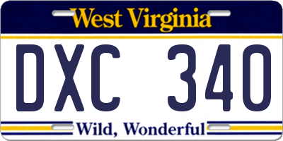 WV license plate DXC340