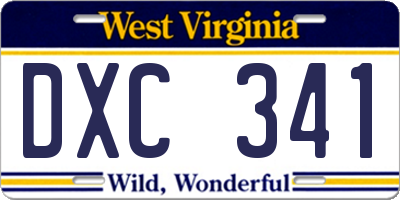 WV license plate DXC341