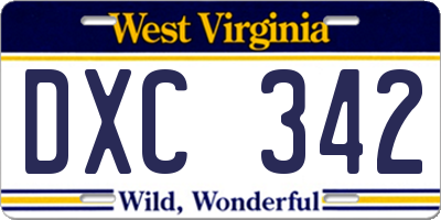 WV license plate DXC342