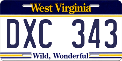 WV license plate DXC343
