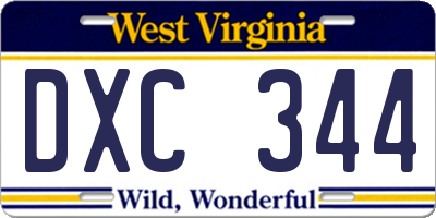 WV license plate DXC344