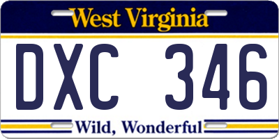 WV license plate DXC346