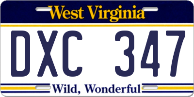 WV license plate DXC347