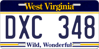 WV license plate DXC348