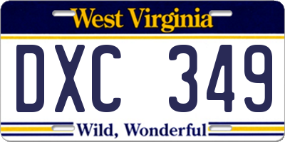 WV license plate DXC349