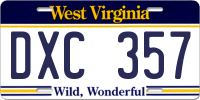 WV license plate DXC357