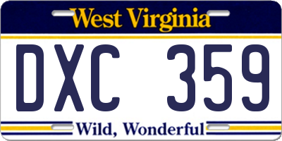 WV license plate DXC359