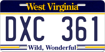WV license plate DXC361