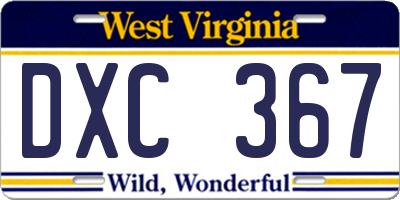 WV license plate DXC367