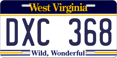WV license plate DXC368