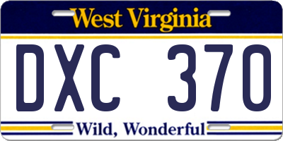 WV license plate DXC370