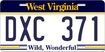 WV license plate DXC371