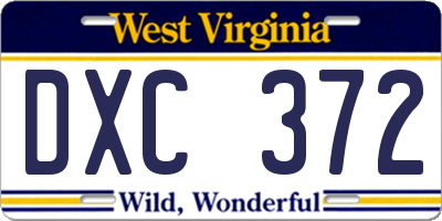 WV license plate DXC372