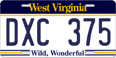 WV license plate DXC375