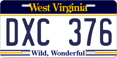 WV license plate DXC376