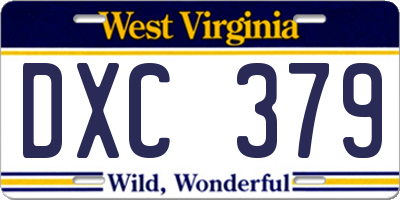 WV license plate DXC379