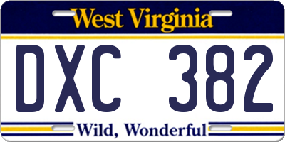 WV license plate DXC382