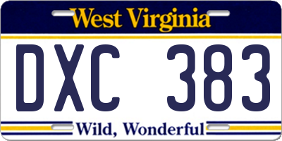 WV license plate DXC383