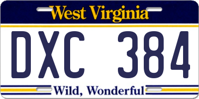 WV license plate DXC384