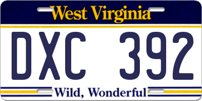WV license plate DXC392