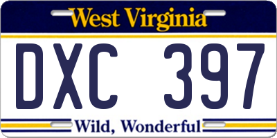 WV license plate DXC397