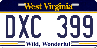 WV license plate DXC399