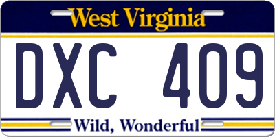 WV license plate DXC409