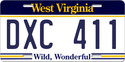 WV license plate DXC411