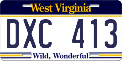 WV license plate DXC413