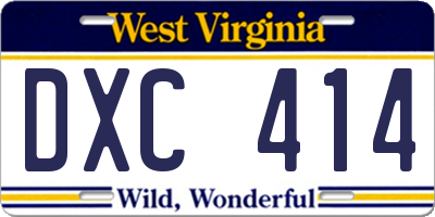 WV license plate DXC414