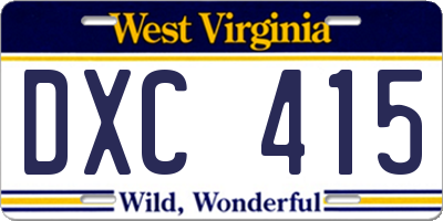 WV license plate DXC415