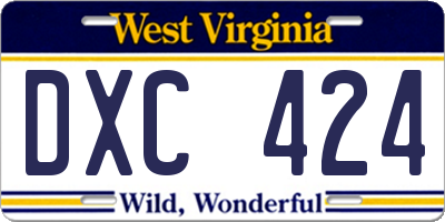 WV license plate DXC424