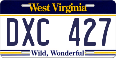 WV license plate DXC427