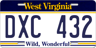 WV license plate DXC432