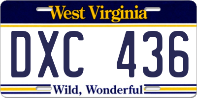 WV license plate DXC436
