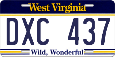 WV license plate DXC437