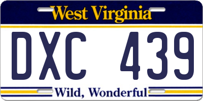 WV license plate DXC439