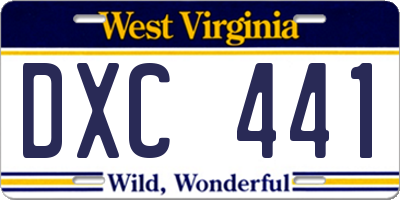 WV license plate DXC441