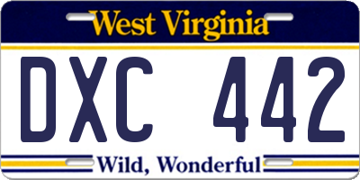 WV license plate DXC442