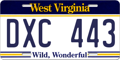 WV license plate DXC443
